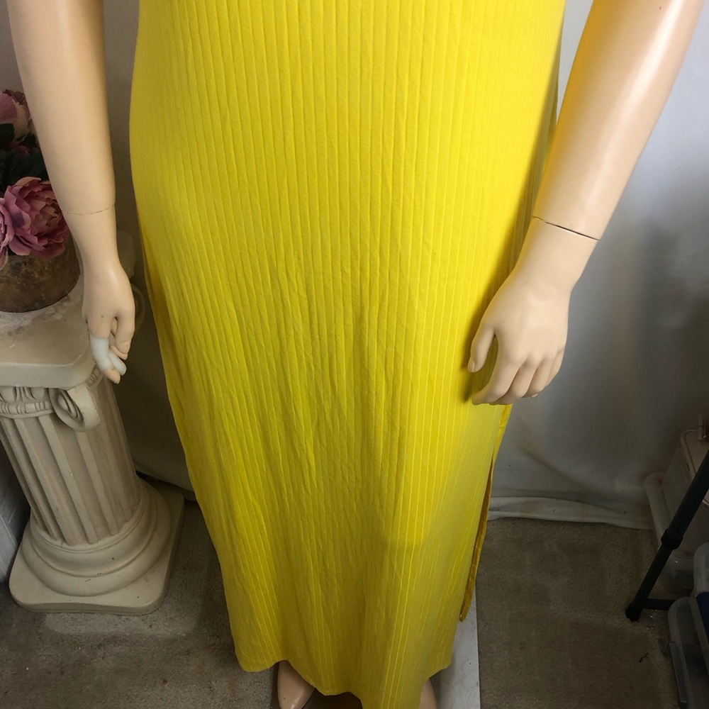 2x Plus Size Solid Yellow Ribbed Long Maxi Sleeve… - image 7